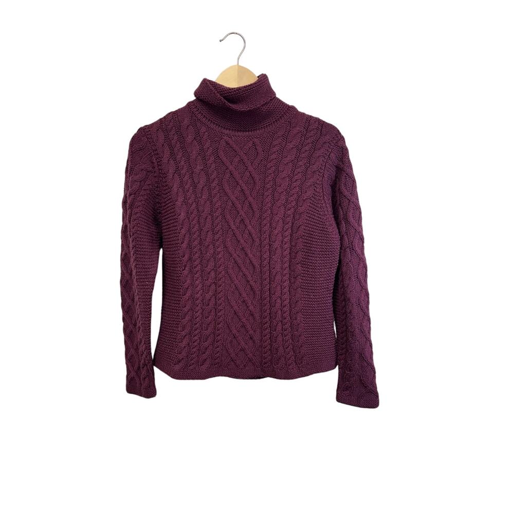 LL Bean 100% Wool Purple Knit Sweater Women Size M